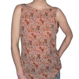 Ark & Co floral print sleeveless top with draped cowl neck design - Size Small